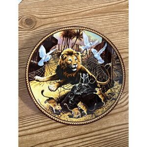 1989 Knowles Porcelain 4th Issue Collection‎ Plate THE LION & THE MOUSE 8.4"